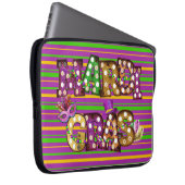 PAARSE GREEN GOLD STRIPES EN MARDI GRAS SIGN LAPTOP SLEEVE (Voorkant Rechts)