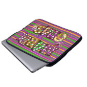 PAARSE GREEN GOLD STRIPES EN MARDI GRAS SIGN LAPTOP SLEEVE (Voorkant onderkant)