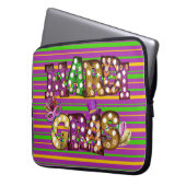 PAARSE GREEN GOLD STRIPES EN MARDI GRAS SIGN LAPTOP SLEEVE (Voorkant Links)
