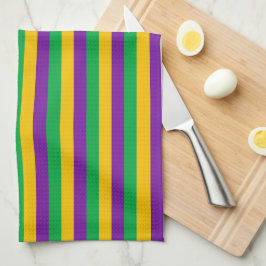 PAARSE GREEN YELLOW MARDI GRAS STRIPES THEEDOEK
