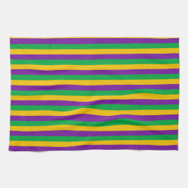 PAARSE GREEN YELLOW MARDI GRAS STRIPES THEEDOEK