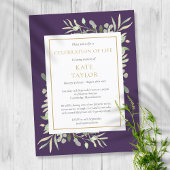 Paarse Greenery Celebration of Life Invitation Aankondigingskaart