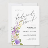 Paarse Greenery Floral Bridesmaids Brunch Kaart (Voorkant)
