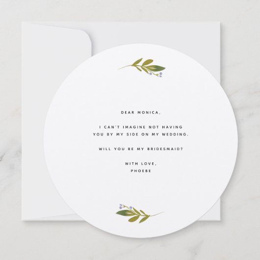 Paarse Greenery Floral Junior Bridesmaid Voorstel Kaart (Achterkant)