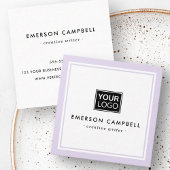 Paarse grens aangepaste logo elegante minimalist vierkante visitekaartje