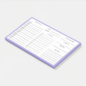 Paarse grens dagelijkse thuis schoolschema post-it® notes (Schuin)