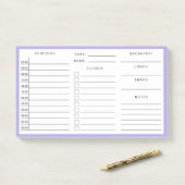 Paarse grens dagelijkse thuis schoolschema post-it® notes (Op bureau)