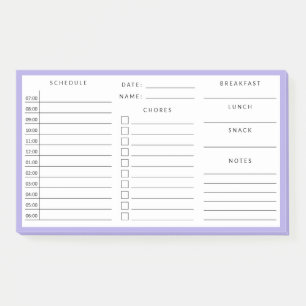 Paarse grens dagelijkse thuis schoolschema post-it® notes