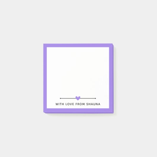 Paarse grens en hart met liefde van post-it® notes (Voorkant)