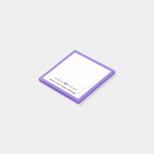 Paarse grens en hart met liefde van post-it® notes (Schuin)
