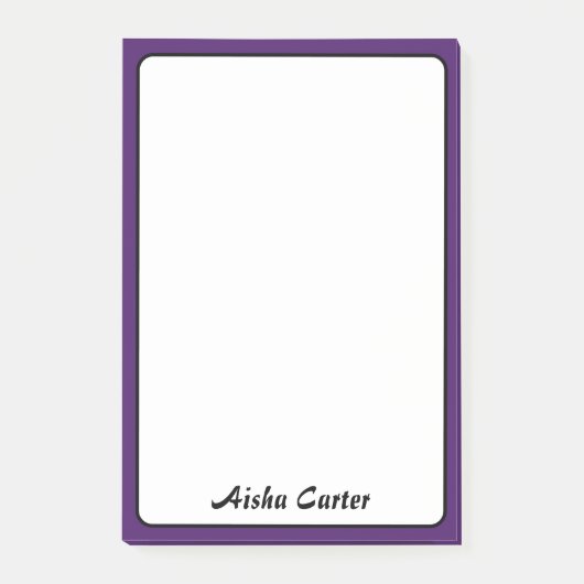 Paarse grens minimalistische professionele naam post-it® notes (Voorkant)