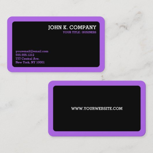 Paarse grens Zwarte lavender Minimale Visitekaartj Visitekaartje (Voorkant / Achterkant)