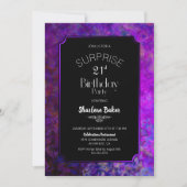 Paarse grens zwarte onderneming 21e verjaardag kaart (Voorkant)