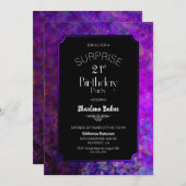 Paarse grens zwarte onderneming 21e verjaardag kaart (Voorkant / Achterkant)