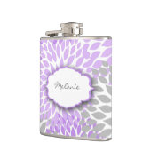 Paarse Grey Dahlia aangepaste alcoholfles met naam Heupfles (Links)