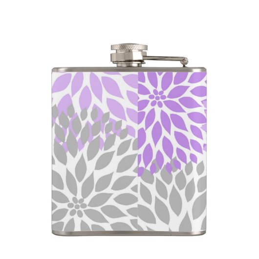 Paarse Grey Dahlia aangepaste alcoholfles met naam Heupfles (Achterkant)