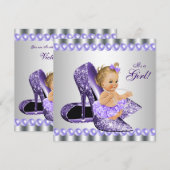 Paarse Grey Hoge Hak Schoen Baby shower Kaart (Voorkant / Achterkant)