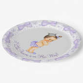 Paarse Grey Princess Baby shower Papieren Bordje (Gekanteld)