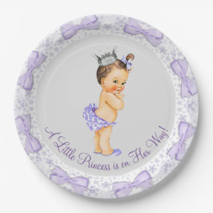 Paarse Grey Princess Baby shower Papieren Bordje