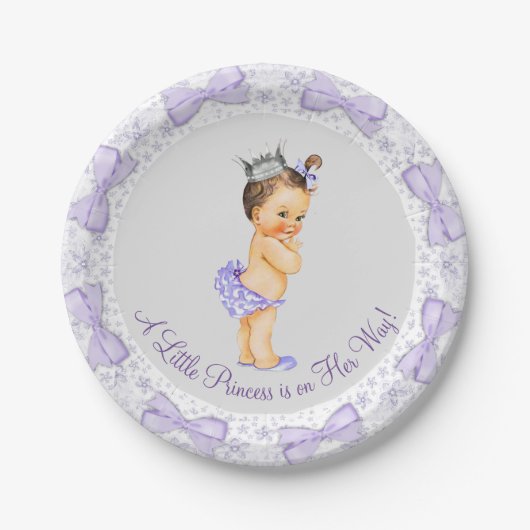 Paarse Grey Princess Baby shower Papieren Bordje (Voorkant)