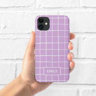 Paarse Grid Hoortelefoonhoes Case-Mate iPhone Case