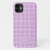 Paarse Grid Hoortelefoonhoes Case-Mate iPhone Case (Achterkant)