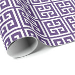 Paarse Griekse sleutelpatroon Cadeaupapier<br><div class="desc">Elegant en chic greek key of meander patroon.</div>