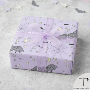Paarse Griezelige Knuffel Vleermuizen Halloween In Cadeaupapier