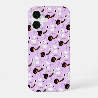 Paarse Griezelige Pompoen & Geest Telefoon Hoesje iPhone 16 Hoesje