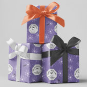 Paarse griezelige spinnen aangepaste familienaam h cadeaupapier