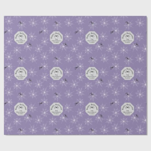Paarse griezelige spinnen aangepaste familienaam h cadeaupapier (Vlak)