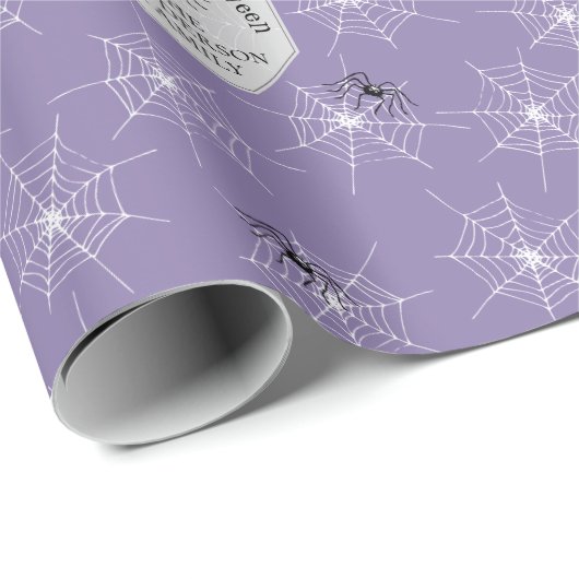 Paarse griezelige spinnen aangepaste familienaam h cadeaupapier (Rol Hoek)