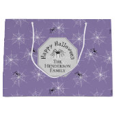 Paarse griezelige spinnenwebben Halloween Groot Cadeauzakje (Voorkant)