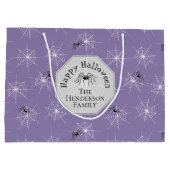 Paarse griezelige spinnenwebben Halloween Groot Cadeauzakje (Achterkant)