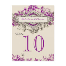 Paarse Grijs  Bloemen Trouwtafel Nummer