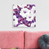 Paarse Grijs Bloemen Waterverf canvas kunst aan de (Insitu (Woonkamer))