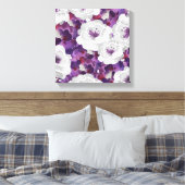 Paarse Grijs Bloemen Waterverf canvas kunst aan de (Insitu (Slaapkamer))