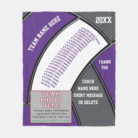 Paarse, Grijs, Cadeau Ideeën voor Volleybal Coache Fleece Deken (Voorkant)