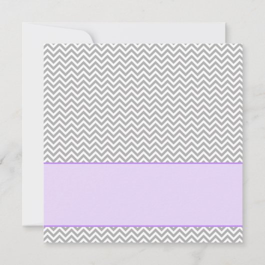 Paarse grijs chevron meisje foto geboorte aankondi aankondiging (Achterkant)