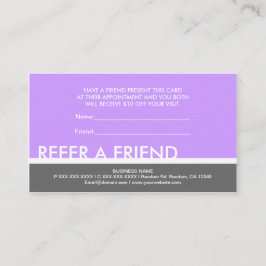 Paarse grijs eenvoudig Verwijs een vriend aangepas Aanbevelingskaartje