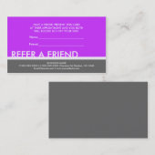 Paarse grijs eenvoudig Verwijs een vriend aangepas Aanbevelingskaartje (Voorkant / Achterkant)