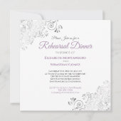 Paarse grijs elegante bruiloft repetitie diner kaart (Voorkant)