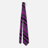 Paarse grijs en zwart diagonaal gestreept Stropdas (Achterkant)