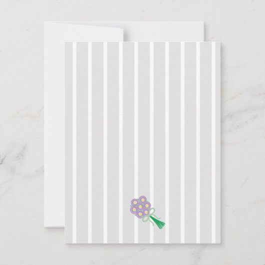 Paarse & Grijs Geaccentueerd met Boeket Vrijgezell Kaart (Achterkant)