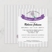 Paarse & Grijs Geaccentueerd met Boeket Vrijgezell Kaart (Voorkant / Achterkant)