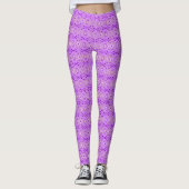 Paarse Grijs Grijs Art Deco Lattice Pattern Gym Yo Leggings (Voorkant)