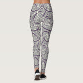 paarse grijs mod retro lussen geometrisch patroon leggings (Achterkant)