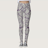 paarse grijs mod retro lussen geometrisch patroon leggings (Voorkant)