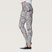 paarse grijs mod retro lussen geometrisch patroon leggings (Links)