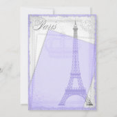 Paarse Grijs  Parijs Baby shower Kaart (Achterkant)